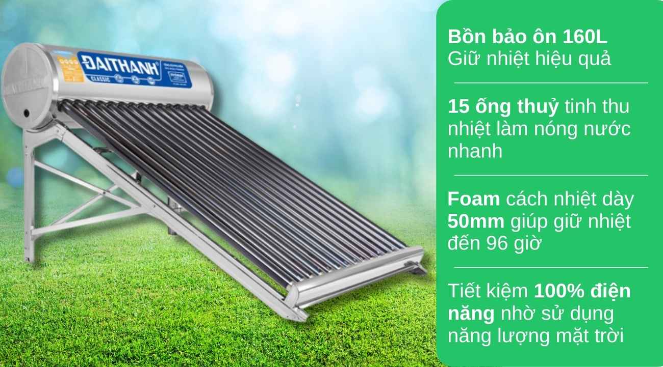 Máy nước nóng năng lượng mặt trời đại thành 160L Classic