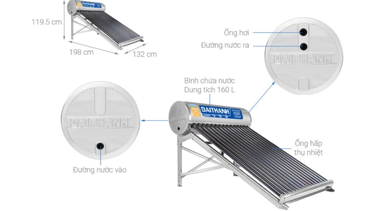 TSKT máy nước nóng năng lượng mặt trời 160L Classic